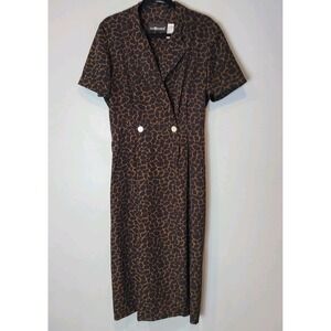 Vtg Sag Harbor 90s Minimalist Maxi Dress Tailored Giraffe Old Money Collared 12